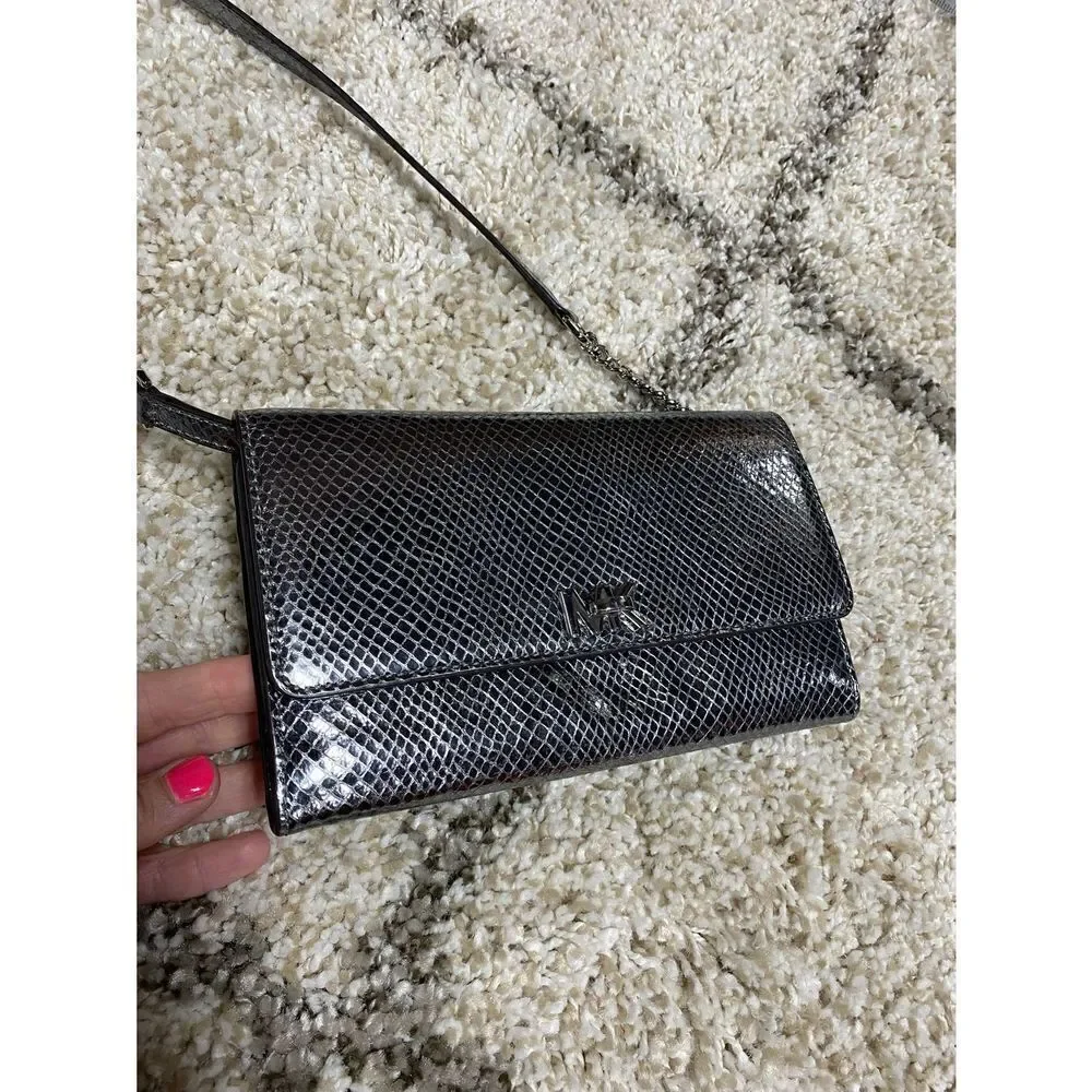 Michael Kors Gunmetal Metallic Crossbody Clutch NWOT
